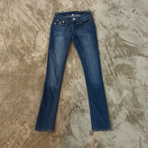 True Religion Denim - True Religion Section Slim Straight Jeans Size 24 Dark Wash Flap Pocket